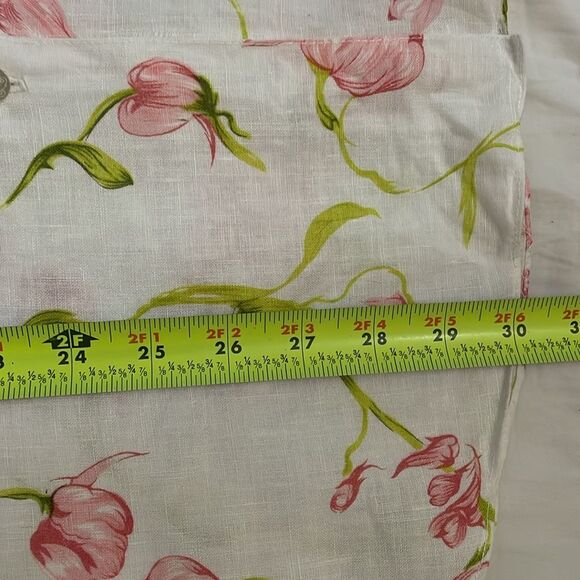 Island Republic White Floral Linen Button Up Shirt Womens Size Small Oversized - Picture 7 of 10